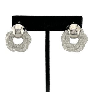 Swarovski Crystal Silver Mesh Earrings